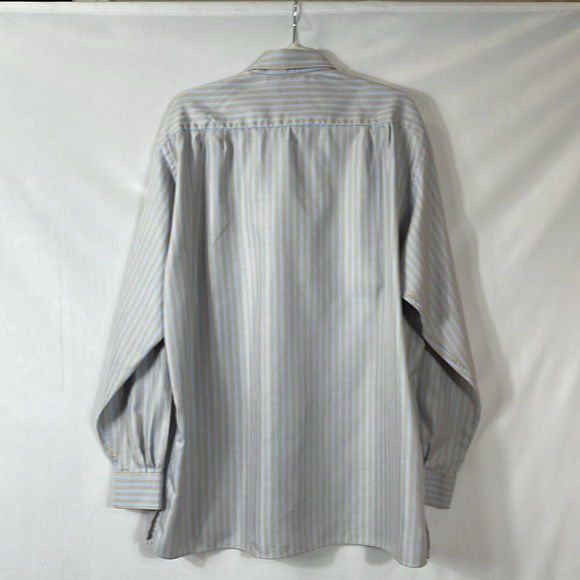 Ermenegildo Zenga Button Down Shirt Size XXL Light Blue Tan Stripe EUC - Picture 5 of 11
